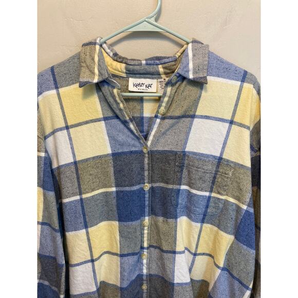 Vintage 90's Krazy Kat Women's Flannel Plaid Button Up Plus Size 16 - Picture 2 of 9